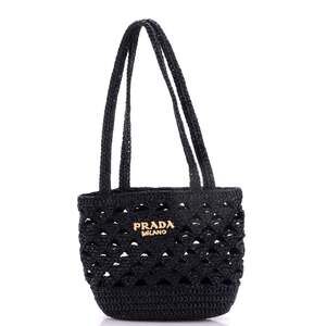 Prada Triangle Logo Tote Raffia Crochet #335306P13B